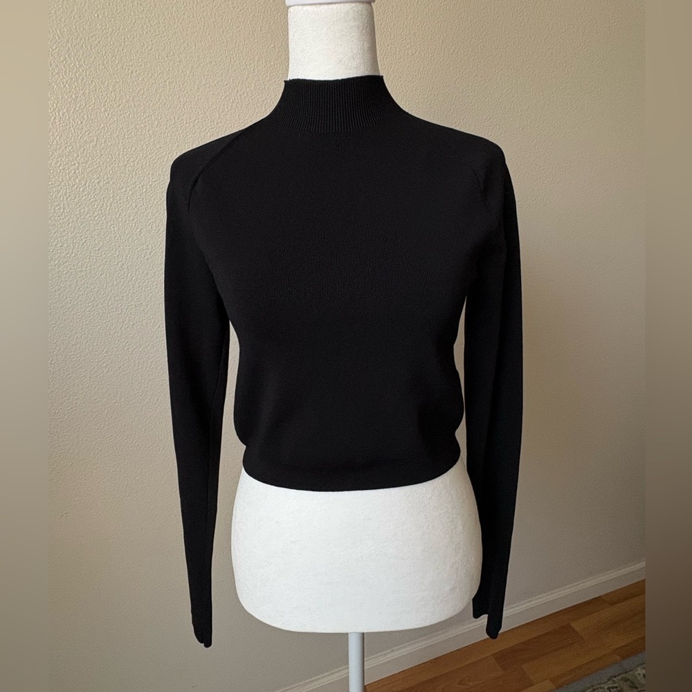 COS Black Knit Mock Neck Long Sleeve Pullover Sweater Women's Size S
